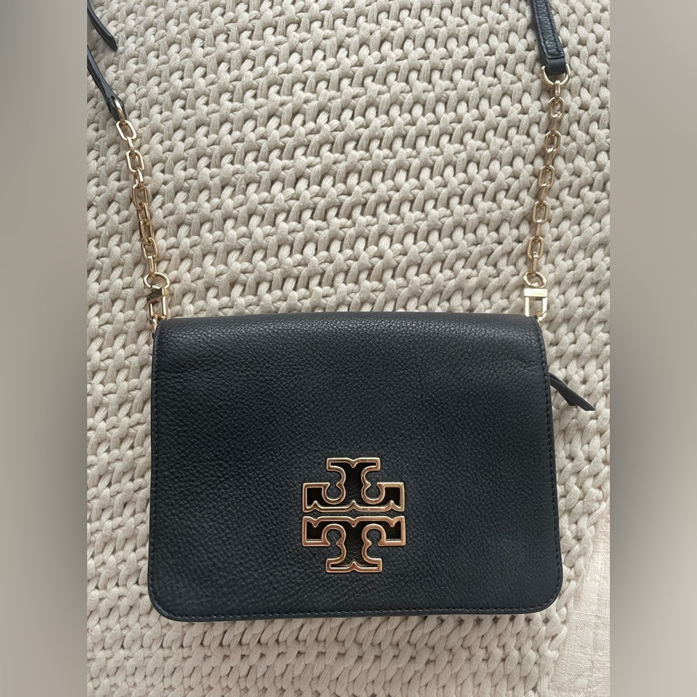 Tory Burch Black Leather Britten Crossbody Bag